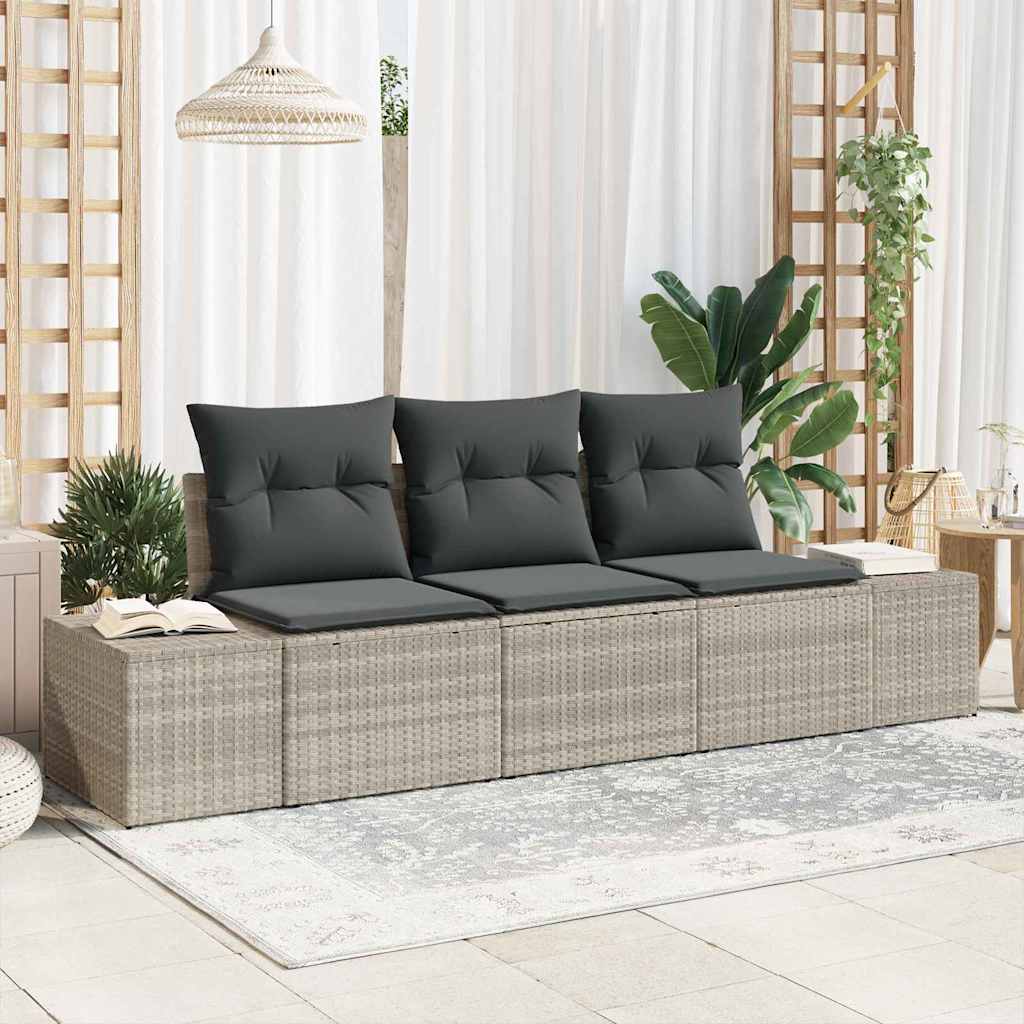 Garten-Sofa-Set mit Kissen mit Speicher 3 pcs Hellgrau